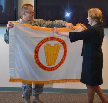 Senior Executive Service flag during an induction ceremony